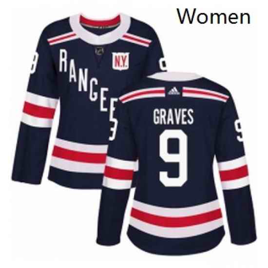 Womens Adidas New York Rangers 9 Adam Graves Authentic Navy Blue 2018 Winter Classic NHL Jersey